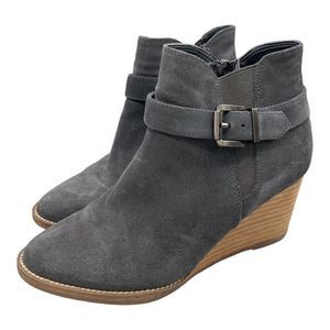 Blondo Natalia waterproof suede wedge booties women’s 7 gray boots casual heel